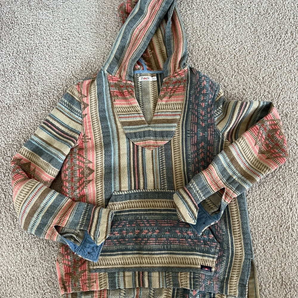 Faherty Baja Hoodie with Multicolor Stripes XS
